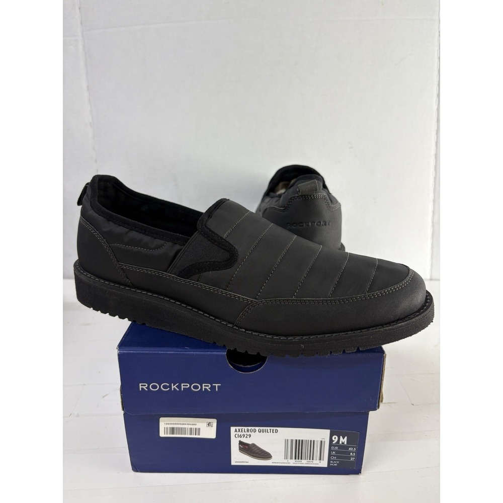 Rockport Axelrod Mens Quilted Slippers Black Indoor Outdoor Comfort Slip-On 9M